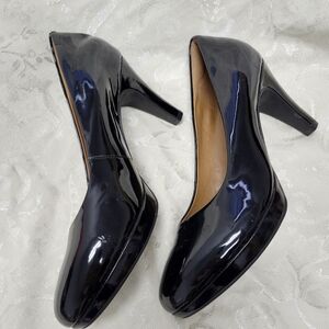 Black Patent Leather Clark's platform pumps size 11